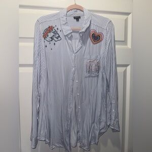 Torrid Blue and White Striped Shirt